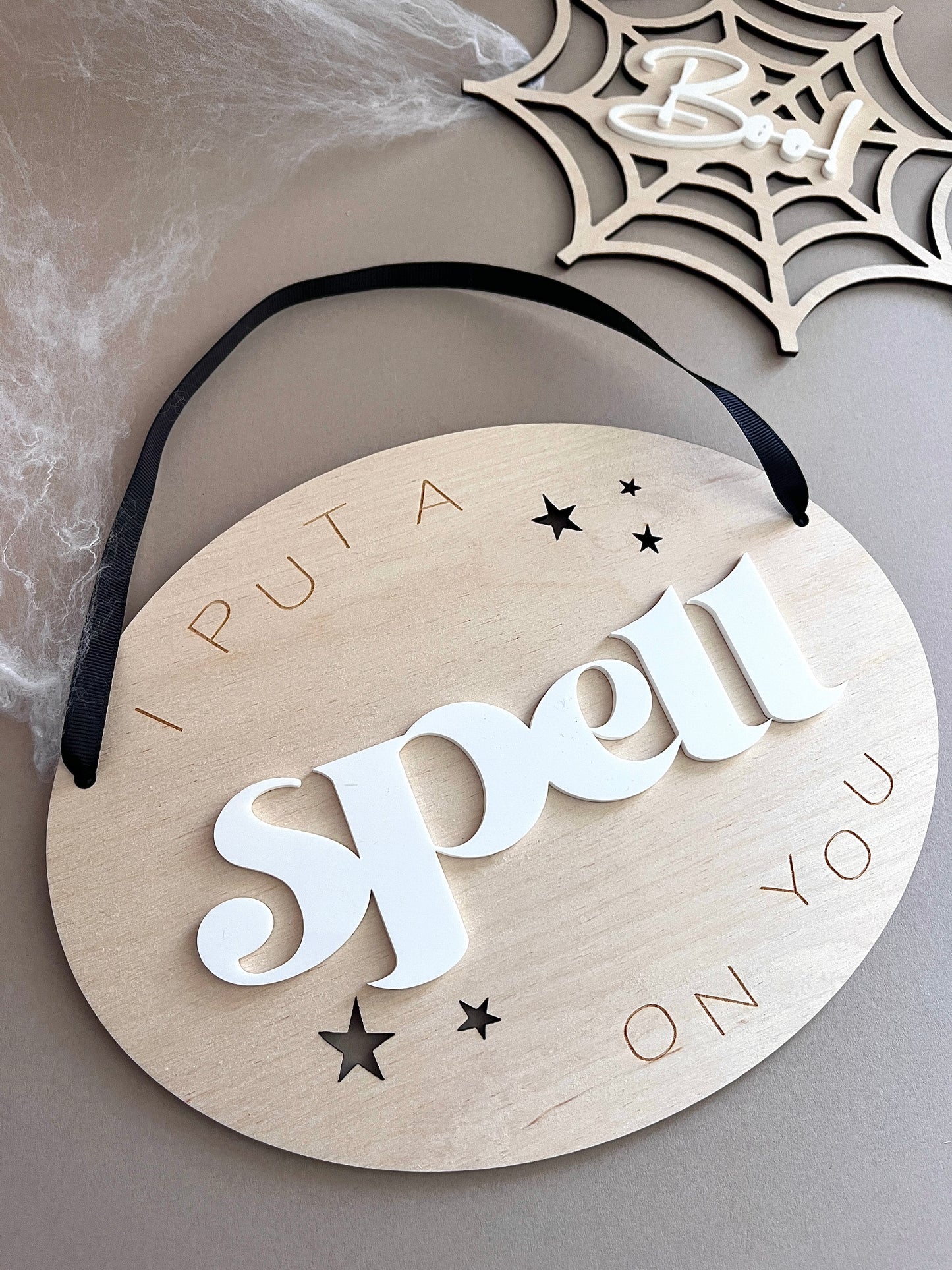 I put a spell on you wall decor, wooden flag, Halloween decor