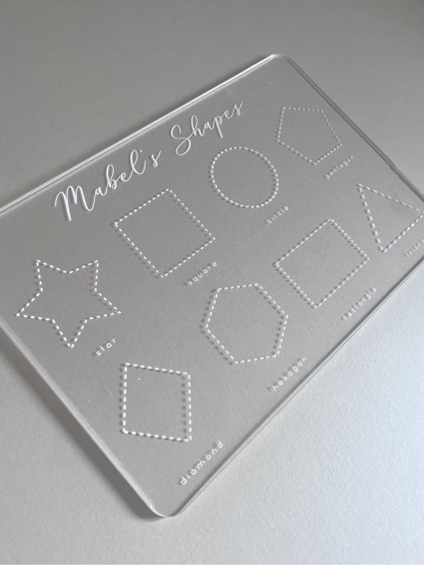 Personalised acrylic shapes tracing board