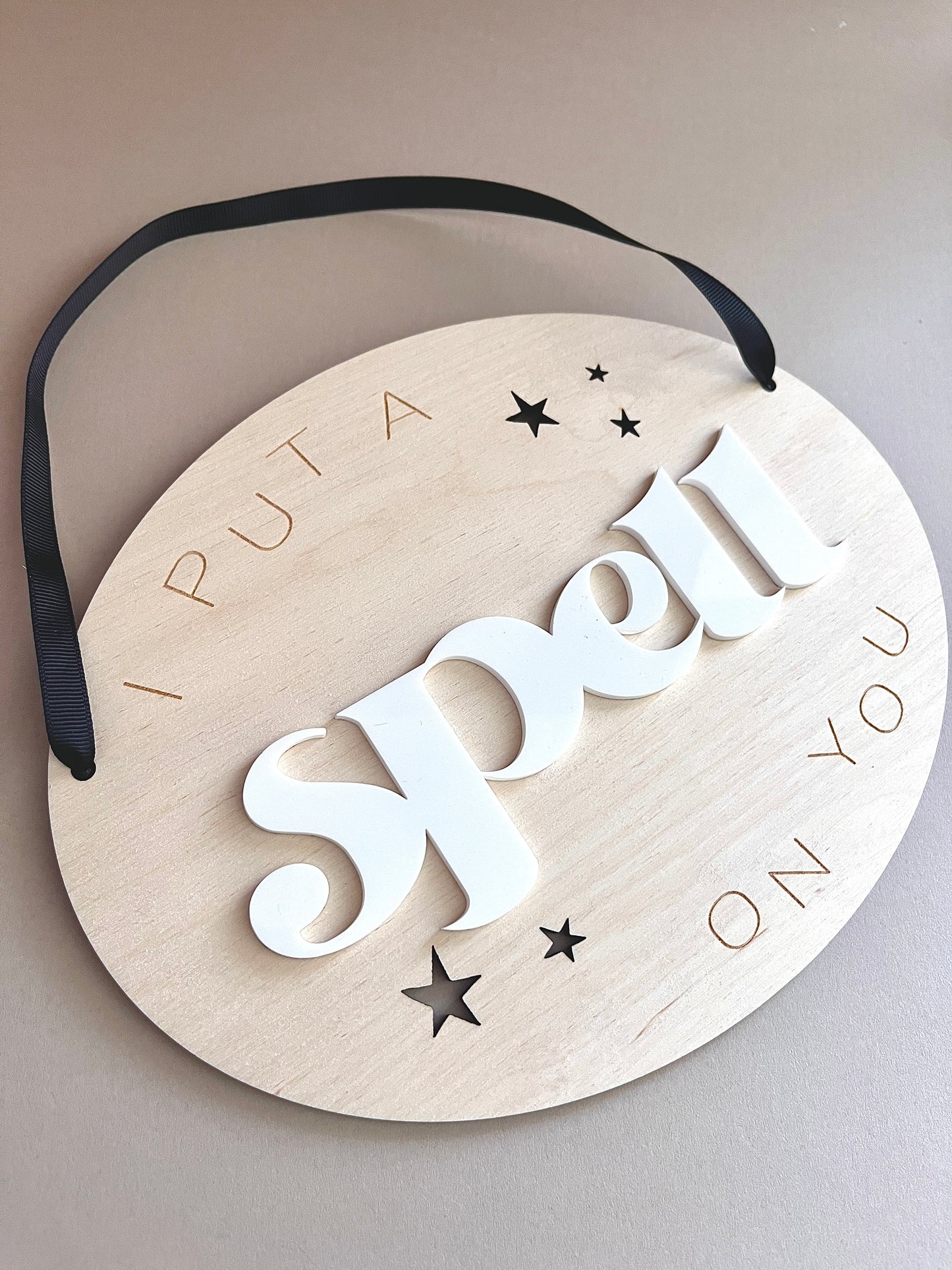 I put a spell on you wall decor, wooden flag, Halloween decor