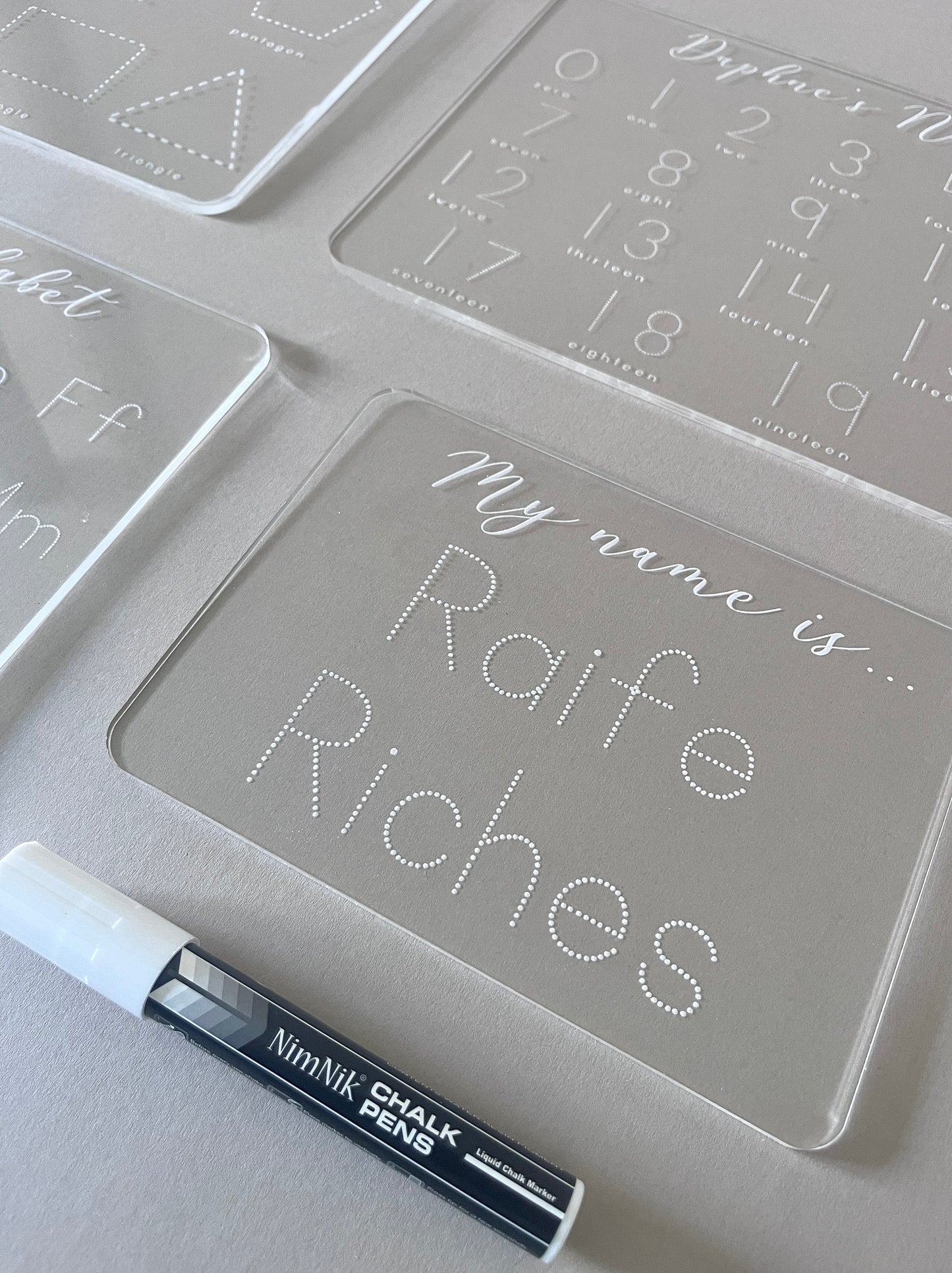 Personalised acrylic numbers tracing board